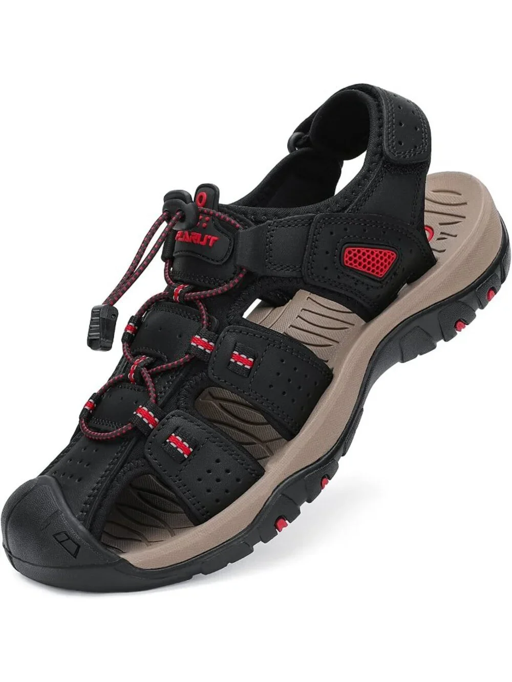Men's Black Closed Toe Leather Athletic Outdoor Hiking Sport Casual Sandal Shoes